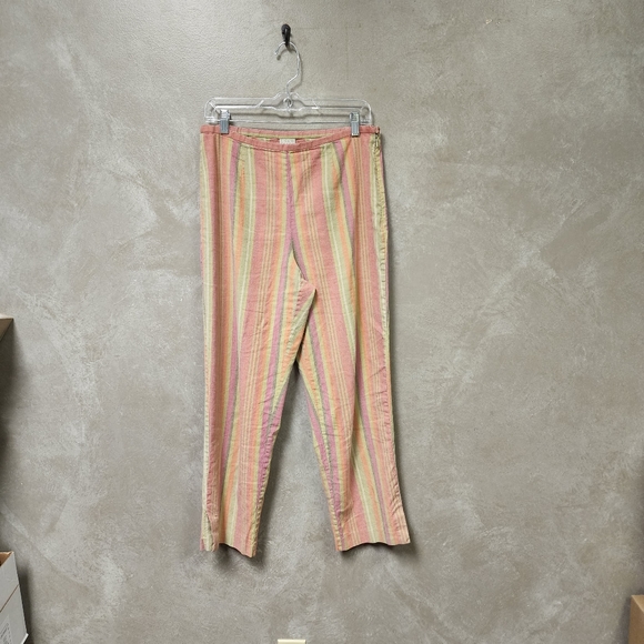 Sigrid Olsen Sport Ankle Crop Linen Women's Striped Pants Size 12 - Picture 4 of 7